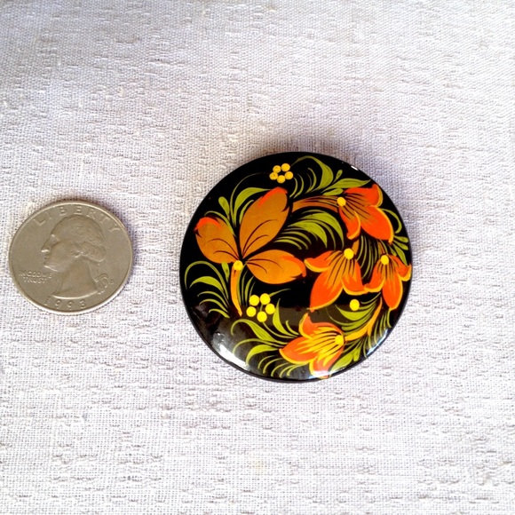 Vintage Set Ukrainian Floral Folk Art Brooches - Picture 7 of 8